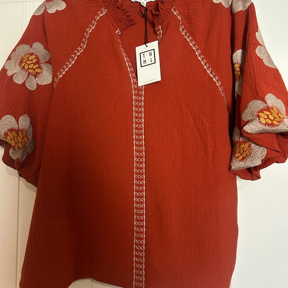 THML Women's Rust Floral Blouse